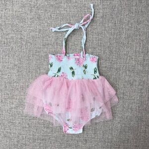 Angel Dear 6-12m Hydrangea Print Tie-Strap Tutu Dress VGUC